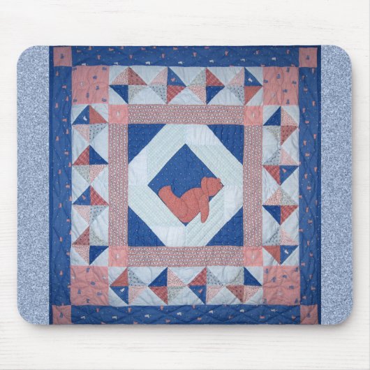 眠いくまのキルト マウスパッド (正面)