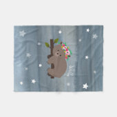 眠いくまの花柄の星の女の子のフリースブランケット フリースブランケット (正面(横))