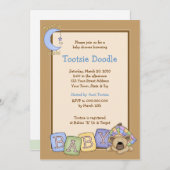 眠いくま5x7のベビーシャワーの招待状 招待状 (正面/裏面)