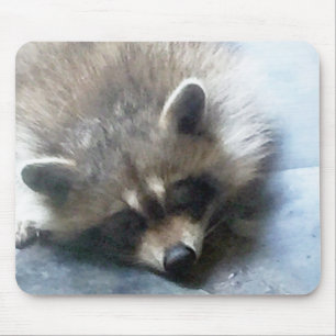 眠いアライグマの幼いこどものマウスパッド マウスパッド