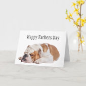 眠いイギリスブルドッグの父の日 カード (黄色い花)