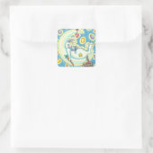 眠いイースターバニーゼリー豆の夢ムーンステッカー スクエアシール (バッグ)