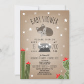 眠いオオカミの子孫砂漠の山々赤ちゃんシャワー 招待状 (正面)