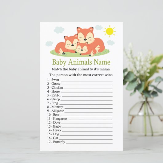 眠いキツネのベビーアニマルズネームゲーム (スタンド正面)