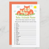 眠いキツネのベビーアニマルズネームゲーム (正面/裏面)