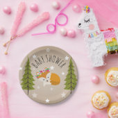 眠いキツネの星 + 木の花のベビーシャワー ペーパープレート (パーティー)