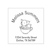 眠いキツネのTeacupアーチアドレス ラバースタンプ (インプリント)