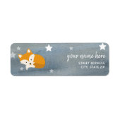 眠いキツネスターズウォーターカラーベビーシャワー ラベル (正面)