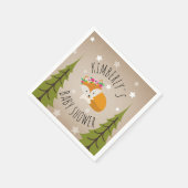 眠いキツネスター+木のフローラベビーシャワー スタンダードカクテルナプキン (角)