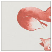 眠いキツネ ファブリック (クローズアップ)