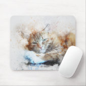 眠いキャットガール |抽象芸術 |水彩 マウスパッド (マウス)