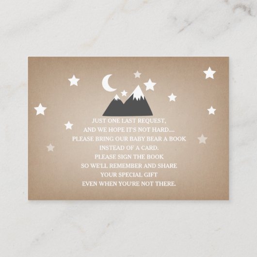 眠いクマのカードストック赤ちゃんシャワー予約リクエスト エンクロージャーカード (裏面)