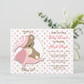 眠いクマのベビーガールシャワー 招待状 (スタンド正面)