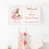 眠いクマのベビーガールシャワー 横断幕 (インサイチュ)