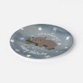 眠いクマの星水色ベビーシャワー ペーパープレート (アングル)