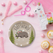 眠いクマの星+木のフローラ赤ちゃんシャワー ペーパープレート (パーティー)