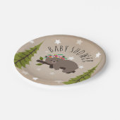 眠いクマの星+木のフローラ赤ちゃんシャワー ペーパープレート (アングル)