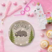 眠いクマの星+木ベビーシャワー ペーパープレート (パーティー)