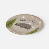 眠いクマの星+木ベビーシャワー ペーパープレート (アングル)