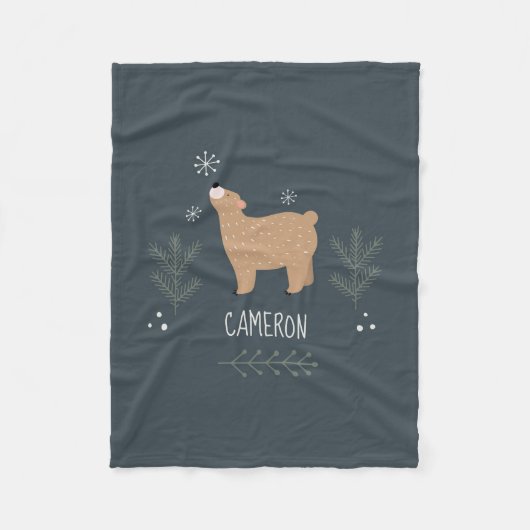 眠いクマ フリースブランケット (正面)