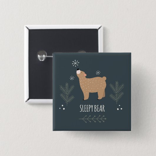 眠いクマ 缶バッジ (正面&裏面)