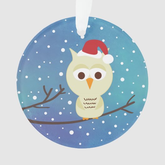 眠いクリスマスのフクロウのパーソナライズな休日のオーナメント オーナメント (正面)