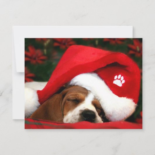 眠いクリスマスの子犬 シーズンカード (正面)