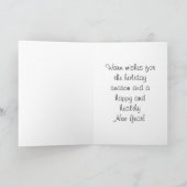 眠いクリスマスドッグ着用グリッター〔雄ジカの〕枝角 シーズンカード (内部)