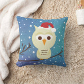 眠いクリスマスフクロウの休日の装飾枕 クッション (ブランケット)