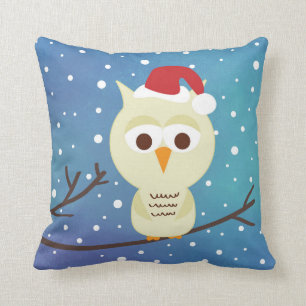 眠いクリスマスフクロウの休日の装飾枕 クッション