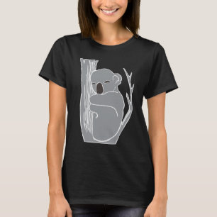 眠いコアラの女性の黒いTシャツ Tシャツ
