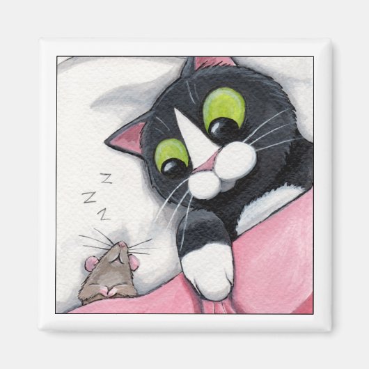 眠いコンパニオン – Cat Magnet マグネット (正面)