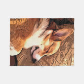 眠いコーギー フリースブランケット (正面(横))
