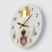 眠いゴールデン·リトリーバーの子犬が王冠のあくびを ラージ壁時計 (傾斜)