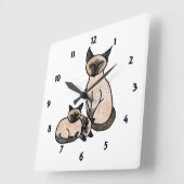 眠いシャム スクエア壁時計 (傾斜)