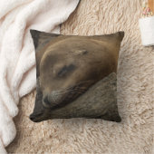眠いシーライオン – 眠っている野生動物の写真 クッション (ブランケット)