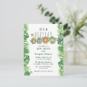 眠いジャングル動物|少年のベビーシャワー インビテーションポストカード (スタンド正面)