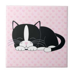眠いタキシード猫 タイル