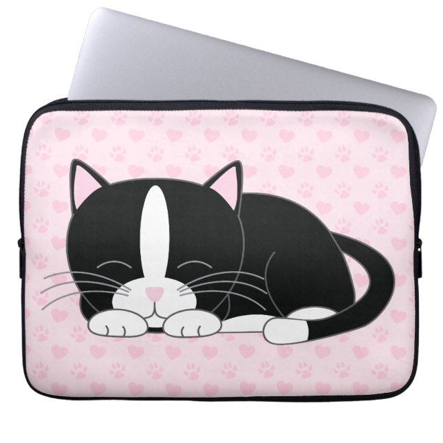 眠いタキシード猫{pink} ラップトップスリーブ (正面)