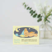 眠いテディベアおむつラッフルチケット プレイスカード (スタンド正面)