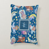 眠いテディベアが飛行機の夢を飛んでいる見る アクセントクッション (裏面(縦))