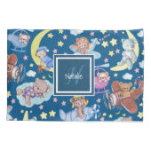 眠いテディベアが飛行機の夢を飛んでいる見る 枕カバー (裏面)