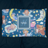 眠いテディベアが飛行機の夢を飛んでいる見る 枕カバー