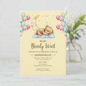 眠いテディベアームーンベビーシャワー 招待状 (スタンド正面)