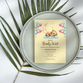 眠いテディベアームーンベビーシャワー 招待状