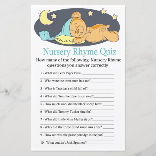 眠いテディベア子供部屋ライムクイズベビーシャワーg (正面)