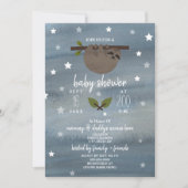 眠いナマケモノの水の色スターベビーシャワー 招待状 (正面)
