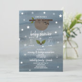 眠いナマケモノの水の色スターベビーシャワー 招待状 (スタンド正面)