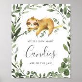 眠いナマケモノの赤ちゃんシャワー数を推測 ポスター (正面)