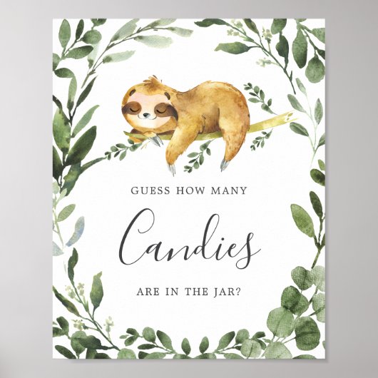 眠いナマケモノの赤ちゃんシャワー数を推測 ポスター (正面)